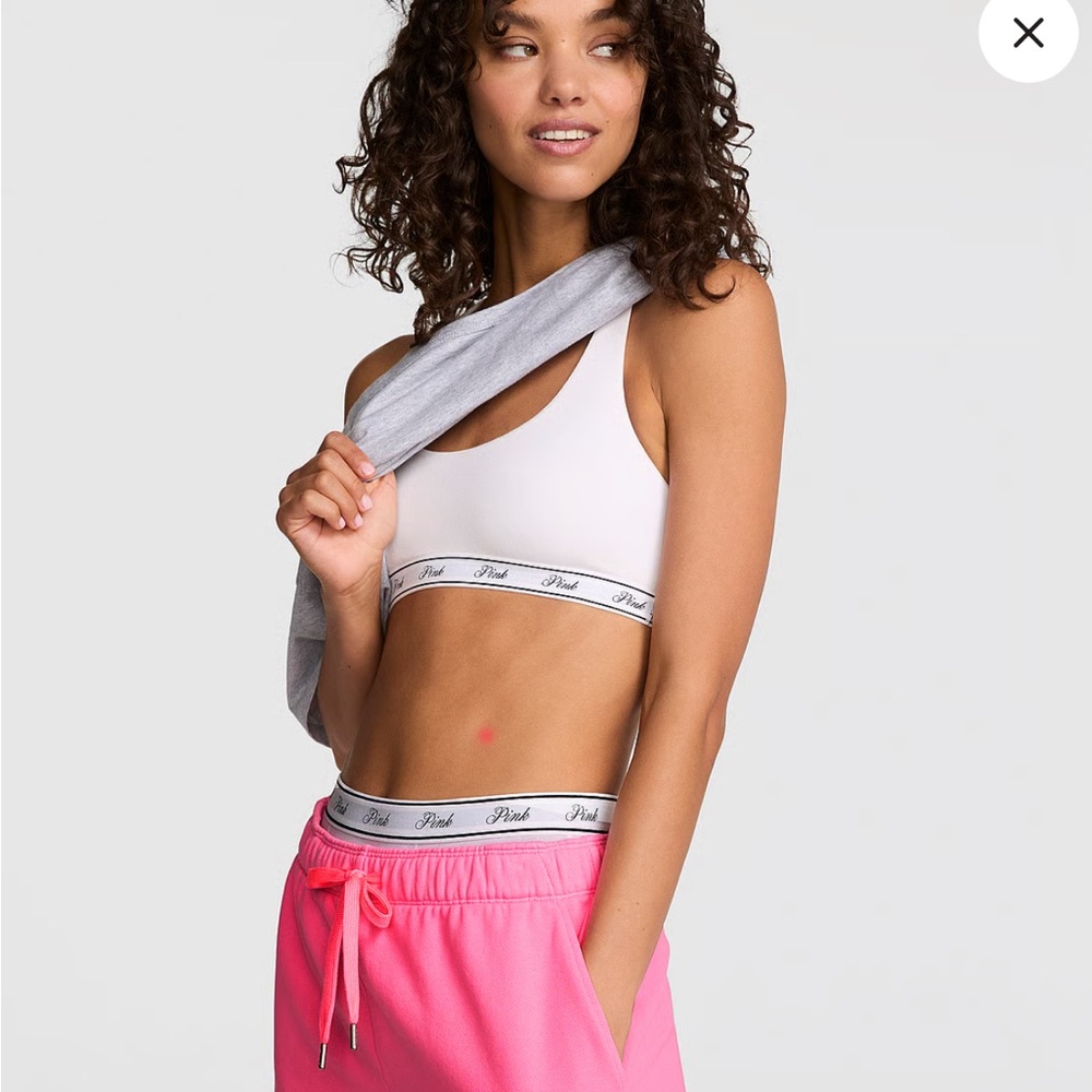 Pink Victoria’s Secret Neon Pink Campus Fleece roll down shorts size XXL
